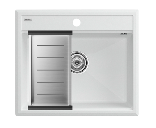 Кухонная мойка + коландер Paulmark PM115951-WH+A375-BS 59х51 цвет белый